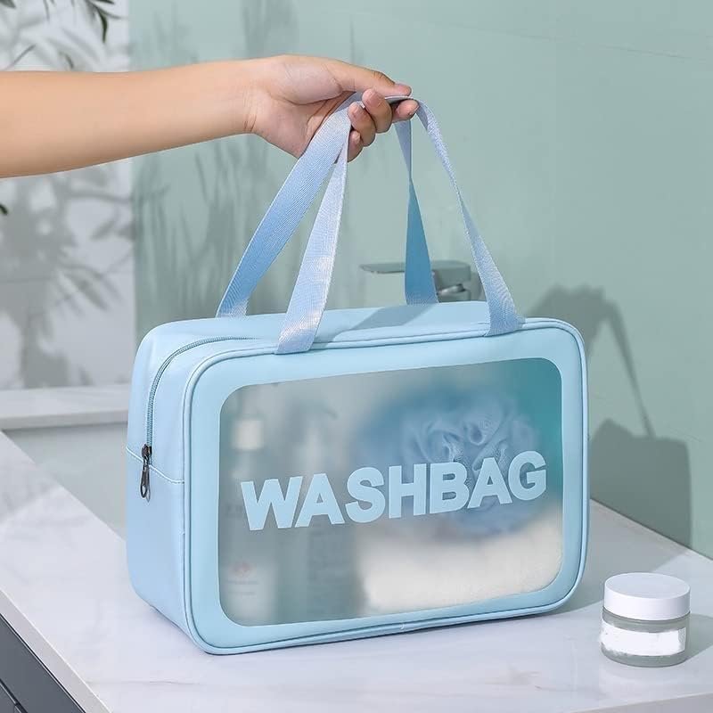 KUKLAR Washbag Pouch Bag for Home & Travel, Toiletry Bag for, Brushes, Accessories Set of 3 (Sky Blue)
