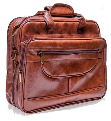 KUKLAR Laptop Bag for Men - Genuine Leather Office Bag, Brown Color - Fits 14/15.6/16 Inch Laptop/MacBook - Expandable, Water Resistant(Brown)