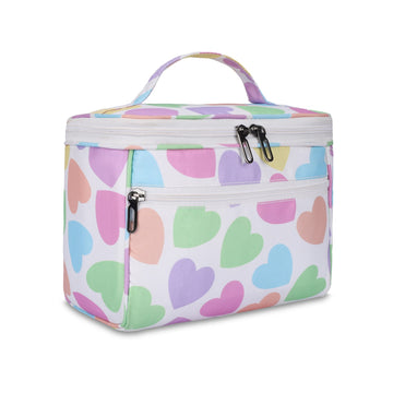 KUKLAR Multicoloured Hearts Print Pouch with Zipper Bag (Hearts Print)
