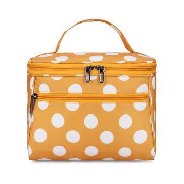 KUKLAR Dot Bag with Zipper, Yellow and White, 20 x 15 x 10 cm(DOT Print Yellow)