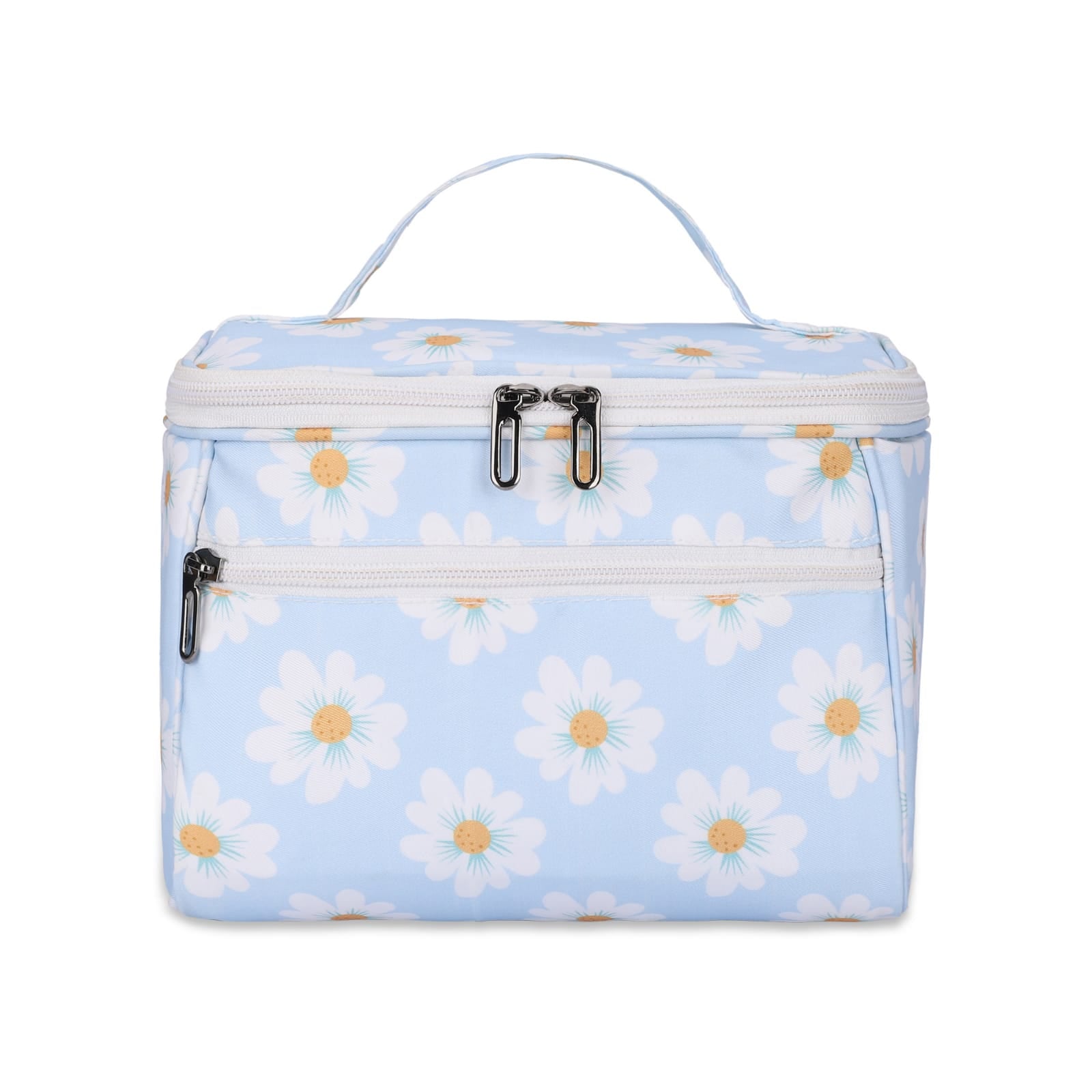 KUKLAR Floral Print Bag with Double Zipper (Light Blue)