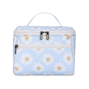 KUKLAR Floral Print Bag with Double Zipper (Light Blue)
